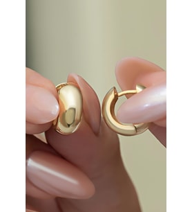 925 Ayar Gümüş Gold Kaplama Tombul 15 mm Halka Küpe