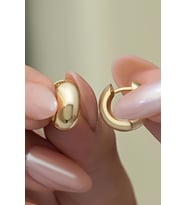 925 Ayar Gümüş Gold Kaplama Tombul 15 mm Halka Küpe