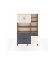 Arges Dolap 9 Raflı 5 Çekmeceli 3 Kapaklı 132x30x195 Çam-Aytaşı/Antrasit