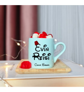 Evin Reisi ( Canım Babam ) Tasarımlı Yeşil Türk Kahvesi Fincanı