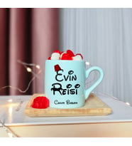 Evin Reisi ( Canım Babam ) Tasarımlı Yeşil Türk Kahvesi Fincanı
