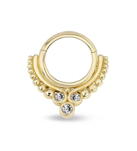 Top Toplu Üç Taşlı Altın Helix Piercing