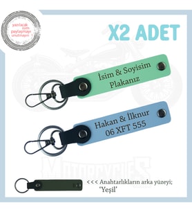 Minimal ve Şık Hediye Arayanlara – Kişiye Özel Plaka & İsimli Anahtarlık Seti, Yeşil-Gök Mavi-Ysl