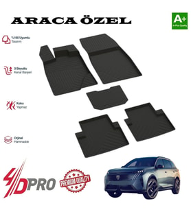 PEUGEOT 5008 HYBRIT 4-D HAVUZLU KAUÇUK PASPAS SİYAH 2024 2025 2026