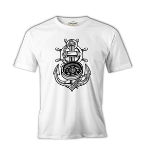 Anchor Compass Ship Helm Beyaz Erkek Tshirt