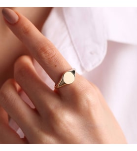 14K Altın Şövalye Yüzük (Kişiselleştir) Sade 1.0 cm (Çok Renkli)