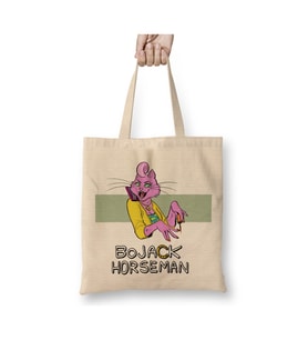 BoJack Horseman Princess Carolyn Beyaz Bez Çanta Uzun Saplı Alışveriş Çantası Plaj Çantası