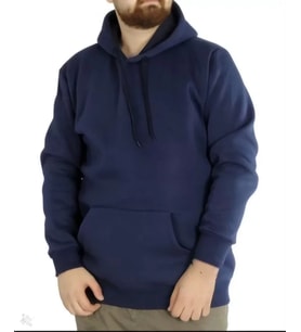 Erkek Uzun Kol Kapşonlu Basic Sweatshirt Hoodie - Lacivert