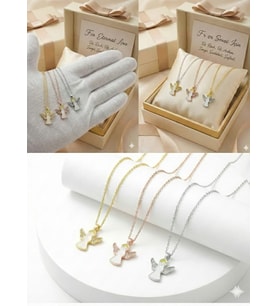 925 Ayar Papatya Silver Yılbaşı Özel Melek Kolye.rose.gold.rodaj