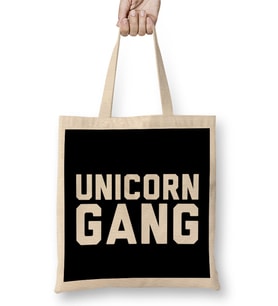 Unicorn Gang Text Bez Çanta Uzun Saplı