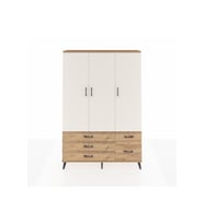 Arges Dolap 5 Raflı 5 Çekmeceli Tek Askılı 132x30x195 Çam-Aytaşı/Çam