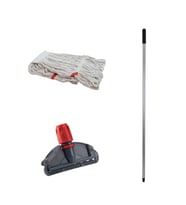 Cod-Ex Dar Yedek Islak Mop Takımı - Beyaz - 450 Gr. - 17 Cm. Islak Mop + Metal Sap + Mop Tutucu