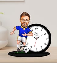 Kişiye Özel Karikatürlü Futbolcu Ahşap Biblo Masa Saati