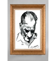 Altın Varaklı Çerçeveli Paspartulu Atatürk Tablo a526 (Gold)