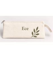 Kişiye Özel Zeytin Dalı Köşe Baskılı Fermuarlı Clutch El Çantası Makyaj Çantası Model 01268