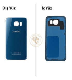 Samsung Galaxy S6 Mavi Renk Arka Kapak Arka Cam Batarya Kapağı Pil Kapağı Lazer Kesim Back Cover Galaxy S6 Uyumlu