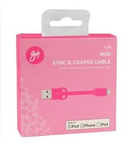 GOJİ FİT 8CM APPLE LİGHTNİNG ŞARJ + VERİ KABLOSU PEMBE