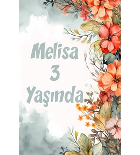Çiçekler Temalı Doğum Günü Afişi -14 35X50 cm