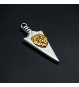 Ok Ucu Aslan Figürlü Kolye Ucu - Antik Gümüş Kaplama - Kod:1617