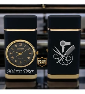 Hemen Kargo İsme Özel Tarak Makas Logolu Turbo Jet Saatli Çakmak - Kutulu ve Hediye Paketinde