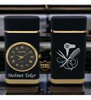 Hemen Kargo İsme Özel Tarak Makas Logolu Turbo Jet Saatli Çakmak - Kutulu ve Hediye Paketinde