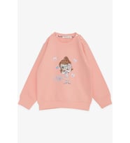 Breeze Kız Çocuk Sweatshirt Havalı Kız Baskılı 1.5-5 Yaş, Somon