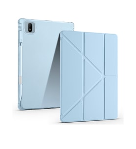 Honor Magic Pad 2 Uyumlu Kalem Bölmeli Uyku Modlu Standlı Trifolding Tablet Kılıfı (Mavi)