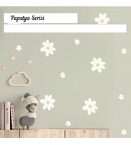Çiçekli Papatya Duvar Dekorasyon Pembeli Boho Beyaz (Karışık)
