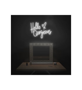 Hello Gorgeous Yazılı ve Şekilli Neon Tabela