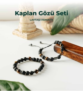 Luxtone Sertifikalı KaplanGözü - Lavtaşı ve Hematit 2'li Bileklik Seti Erkek Takı LX0310ST
