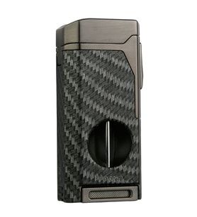 Quantoro Dört Torch Pürmüz V-Kesici/Delicili Siyah Karbon Desenli Metal Puro Çakmağı - TRZ1137