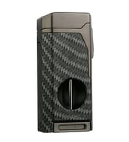 Quantoro Dört Torch Pürmüz V-Kesici/Delicili Siyah Karbon Desenli Metal Puro Çakmağı - TRZ1137