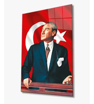 Atatürk Cam Tablo 4mm Dayanıklı Temperli Cam, Atatürk Glass Wall Art