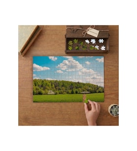 Çimenler ve Mavi Gökyüzü Tasarımı 240 parça Ahşap Puzzle Ahşap Kutuda MP01018