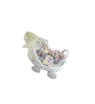 Capodimonte Çiçekli Porselen Bebek Arabası Biblo 5x15cm