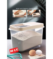 Sürgülü Kapaklı 10 Lt Erzak Bakliyat Un Şeker Saklama Kabı