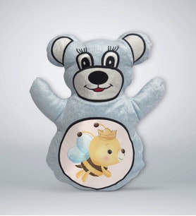 BK Gift Sevimli Arı Tasarımlı Mavi Ayıcık Yastık-1
