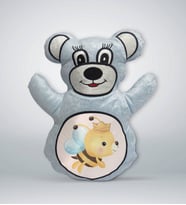 BK Gift Sevimli Arı Tasarımlı Mavi Ayıcık Yastık-1