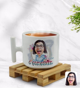 BK Gift Kişiye Özel O Çok Güzel Karikatürlü T Kulplu Beyaz Middle Kupa Bardak-1