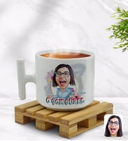 BK Gift Kişiye Özel O Çok Güzel Karikatürlü T Kulplu Beyaz Middle Kupa Bardak-1
