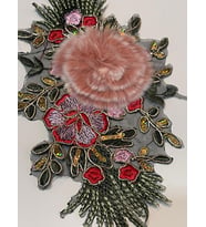 22X12 CM NAKIŞ İŞLEME ALTIN SARISI PULLU PON PONLU APLİK