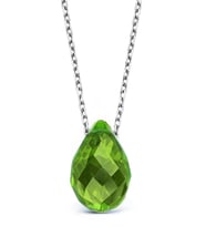 925 Ayar Gümüş Zincirli Kristal Peridot Taşlı Kolye - N126401