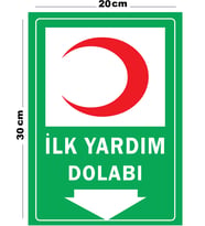 Metal İlk Yardım Dolabı 20cm x 30cm A4 Büyüklüğünde Uyarı Levhası Yönlendirme Tabelası