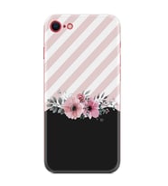 Apple iPhone 5 6 7 8 Plus Se XR Kılıf Desemli Silikon Strip Pink Flowers 1396