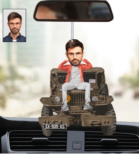 Kişiye Özel Fotoğraflı Abi 6 Tasarımlı Karikatür Araba Dikiz Ayna Süsü