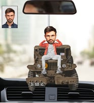 Kişiye Özel Fotoğraflı Abi 6 Tasarımlı Karikatür Araba Dikiz Ayna Süsü