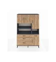 Hyperion Gardrop 9 Raflı 4 Çekmeceli 4 Kapaklı 132x44x195 Antrasit-Çam