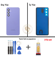 Samsung A54 Mor Arka Pil Kapağı Batarya Kapağı Lazer Kesim + Yapıştırıcı ve Vida Seti