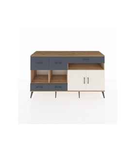Kronos Konsol 4 Raflı 5 Çekmeceli 2 Kapaklı 176x59x99 Çam-Aytaşı/Antrasit