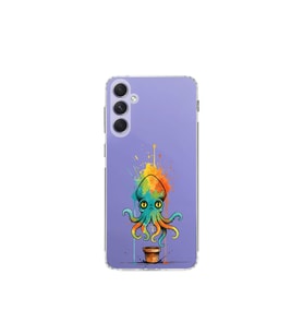 Samsung Galaxy A54 ile uyumlu Splash ahtapot tasarımlı şeffaf silikon kılıf